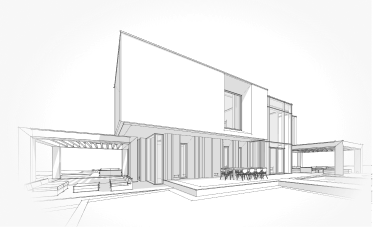 Architectural sketch of a modern luxury villa with pool and pergola - Berkshire Hathaway HomeServices Spain